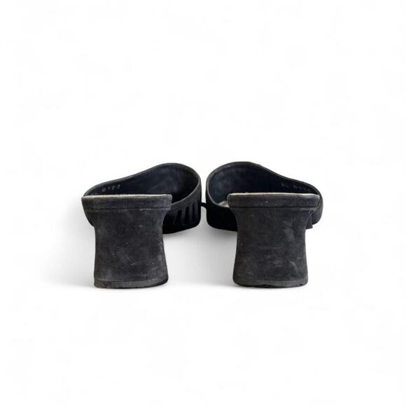 Authentic LOUIS VUITTON‎ Black Suede Beaded Slides Mules Heels sz. 7/37 - Picture 8 of 8